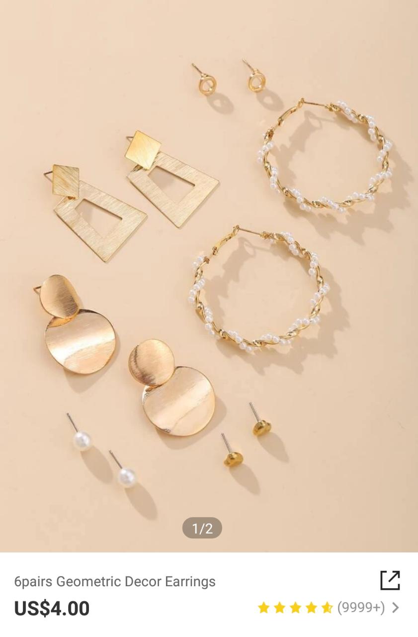 6pairs Geometric Decor Earrings