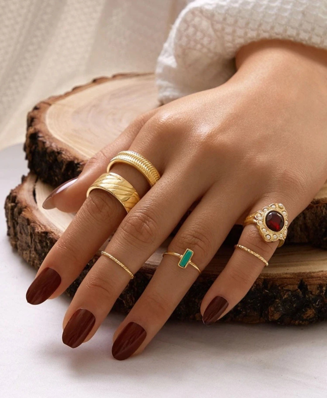 6pcs Faux Pearl Decor Ring