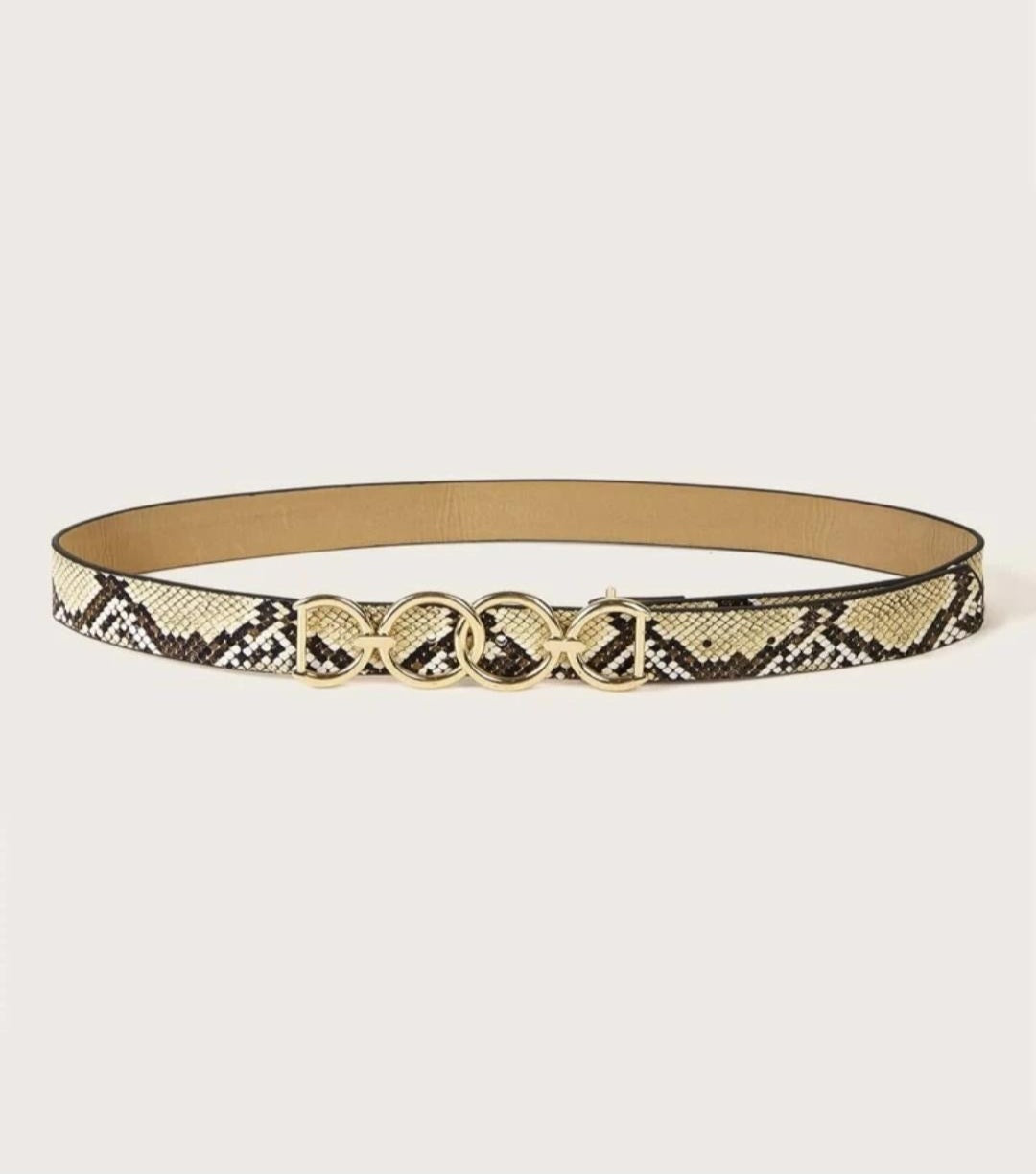 Snakeskin Pattern Metal Buckle Belt
