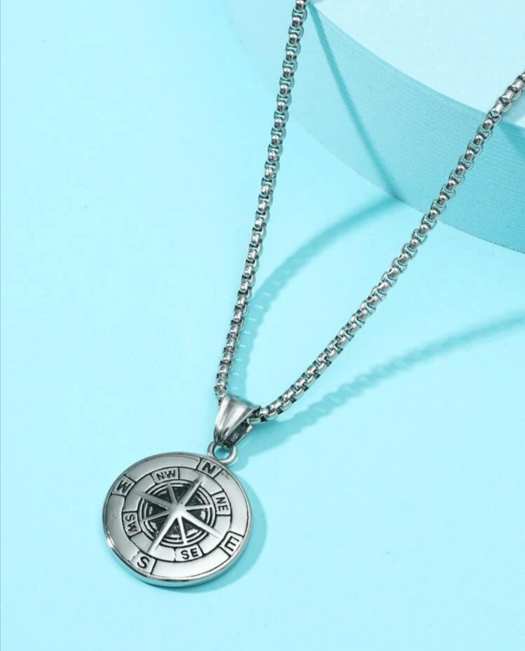 Men Compass Pendant Necklace