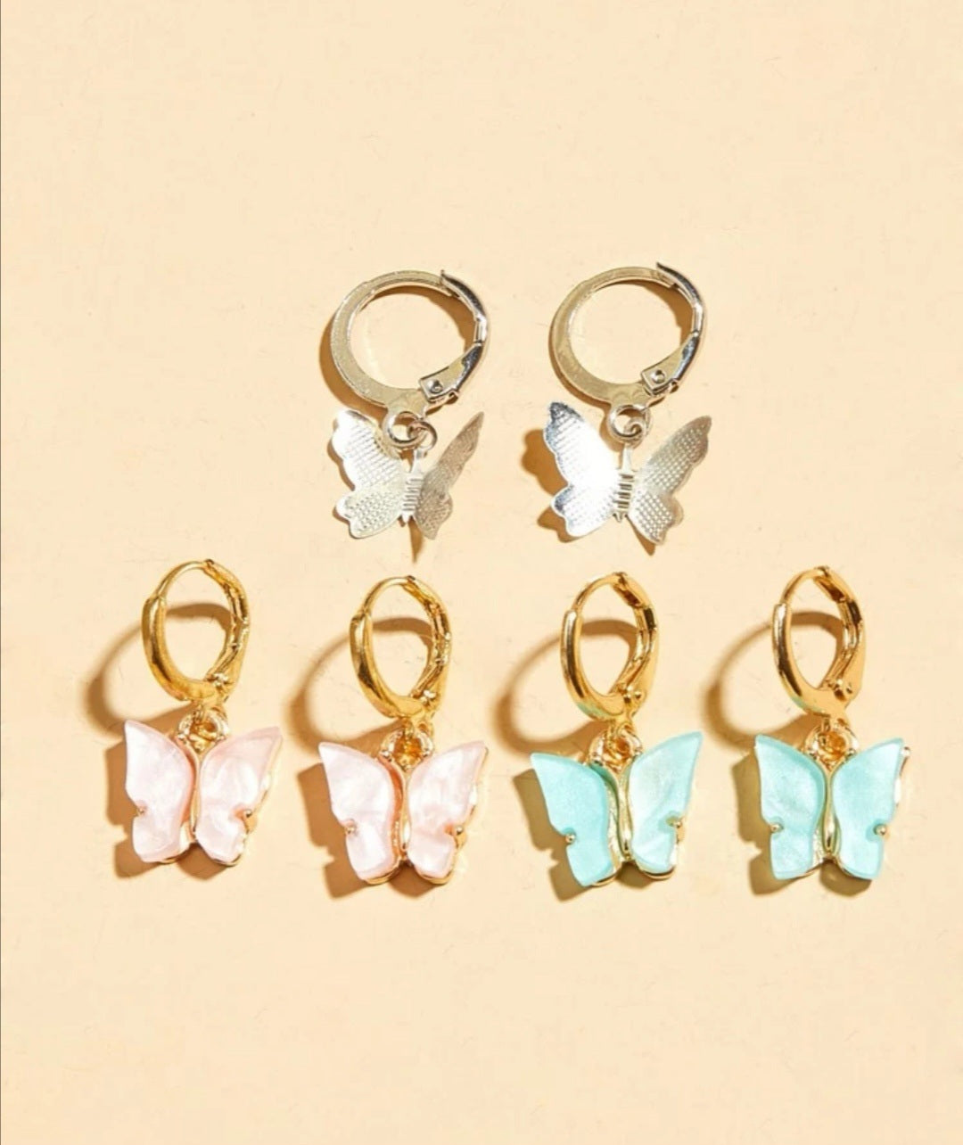 3pairs Butterfly Drop Earrings