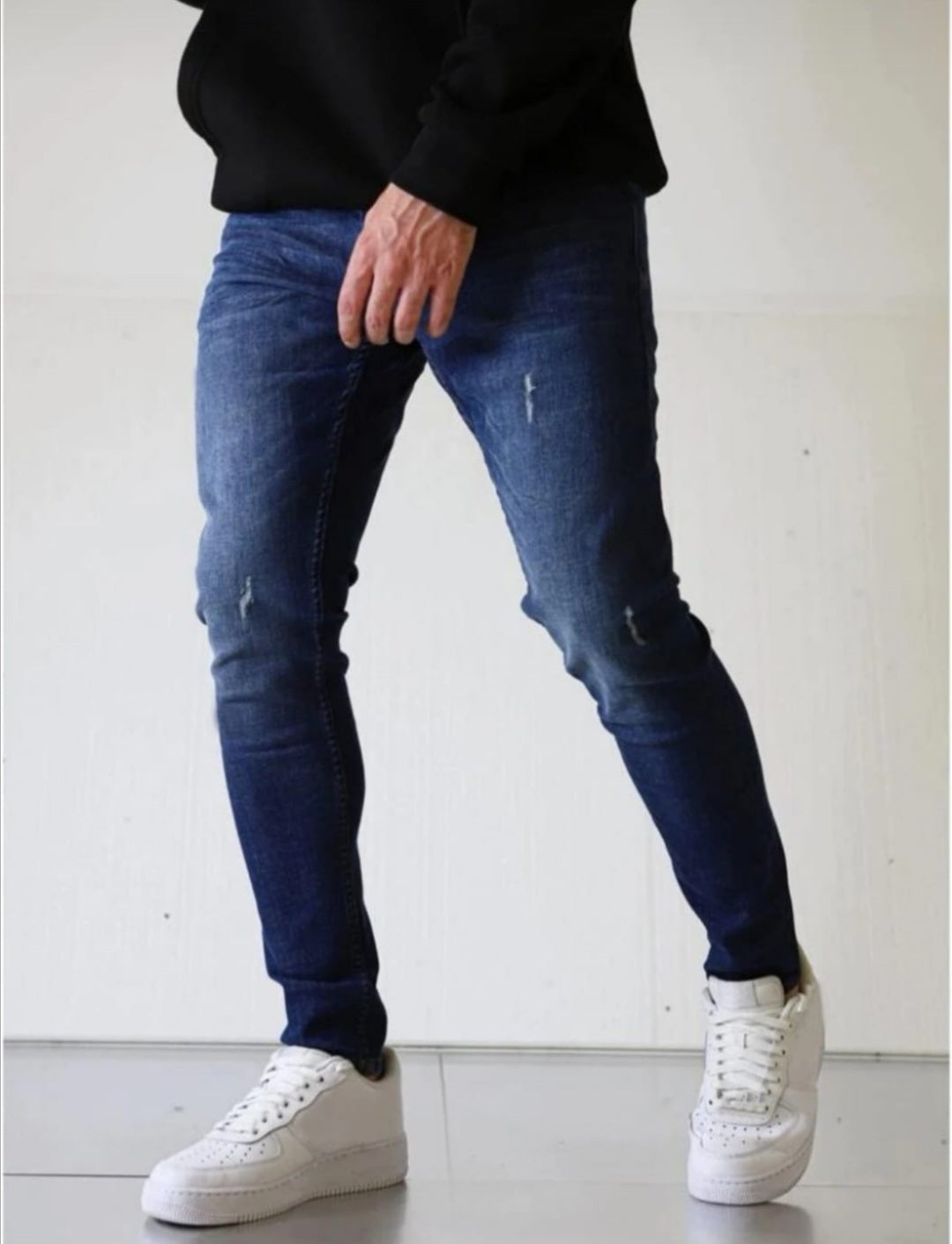 Men Bleach Wash Cat Scratch Skinny Jeans
