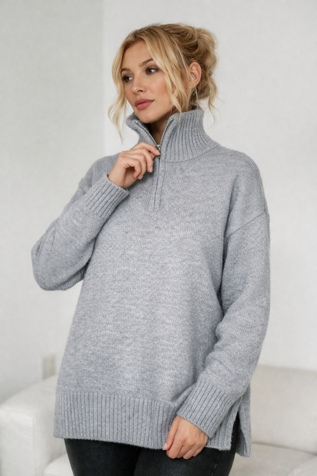 Luxe Oversized Half-Zip Knit Sweater