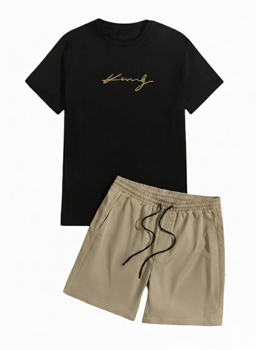 Manfinity Casual Short Sleeve Tee & Drawstring Waist Shorts