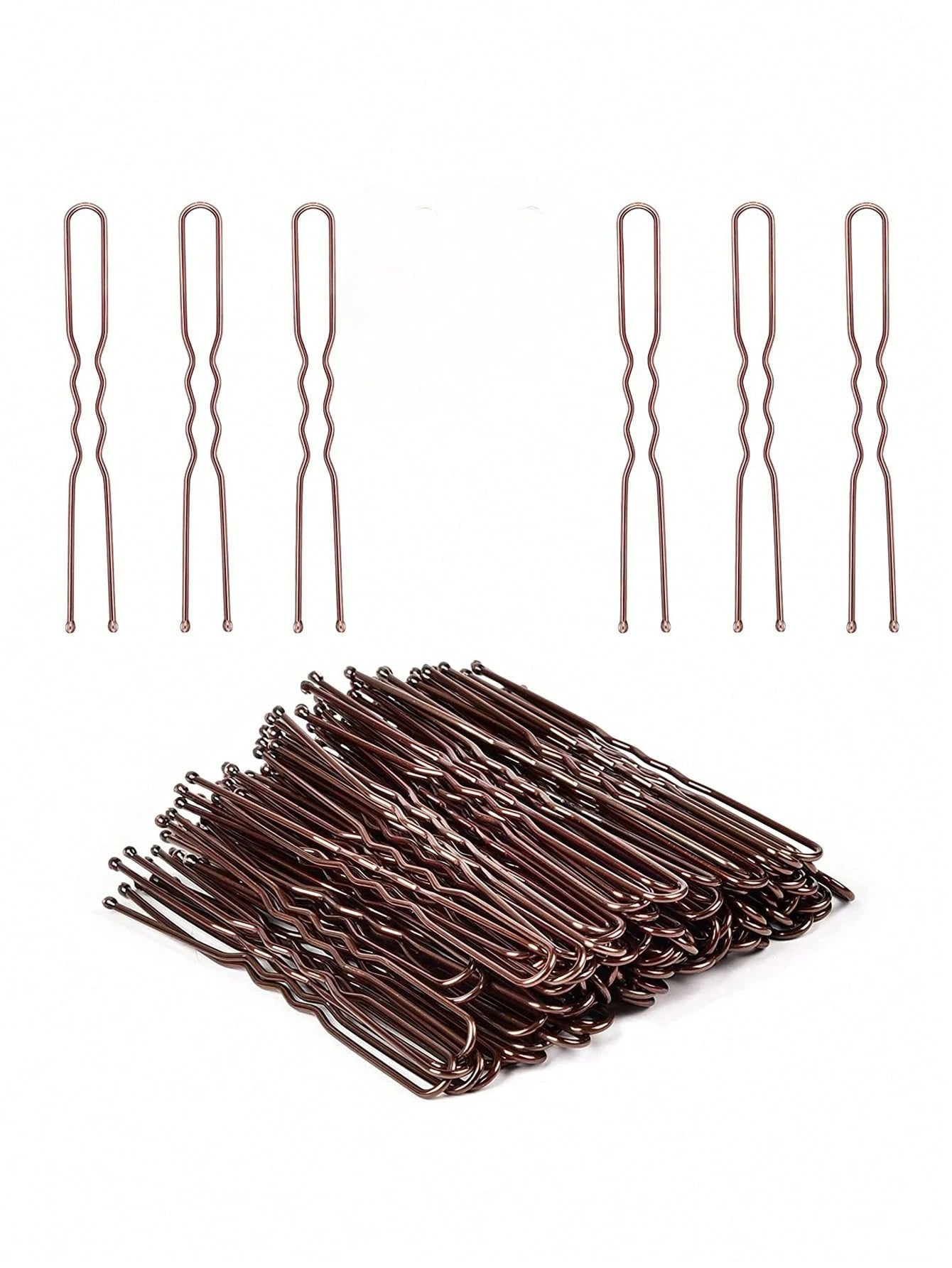 40pcs Minimalist Fashion Street Brown Metal U-Shaped Hair Clips