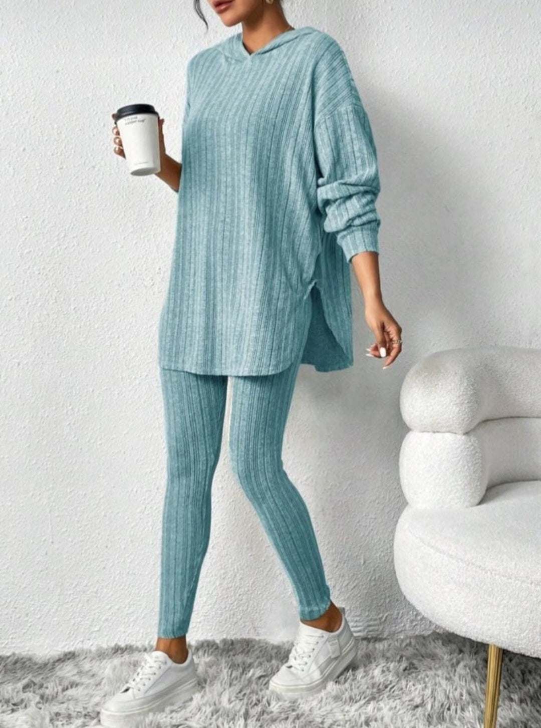 Women Outfit Sets Sweatshirt Hooded Long-Sleeved Warm Tight Leggings