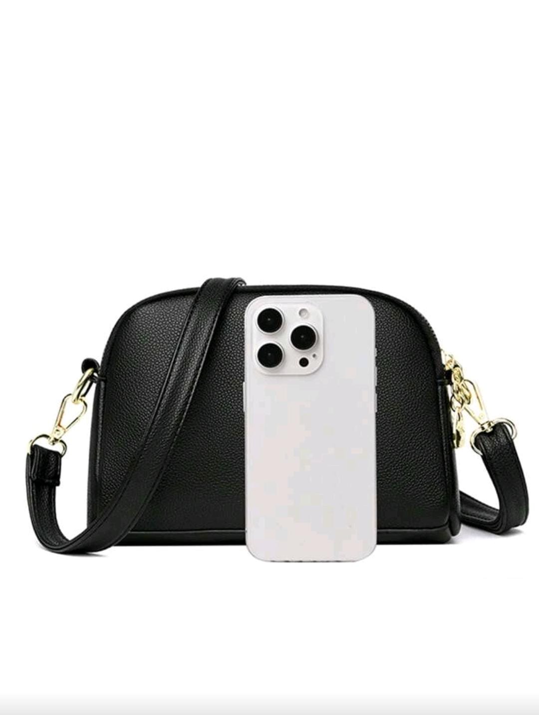2-Layer Zipper Diagonal Shoulder Bag