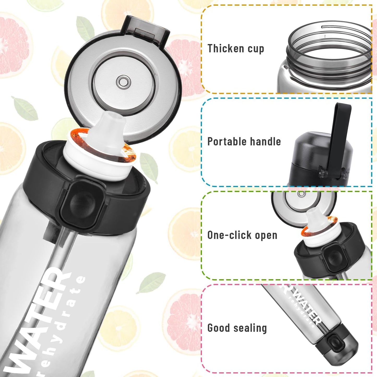 Sports Water Bottle With 1 Random Flavor Capsule 750 ml