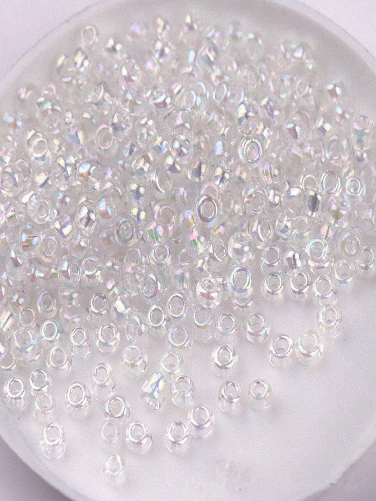 10g/4mm Multisize Glass Beads With Holographic Effect