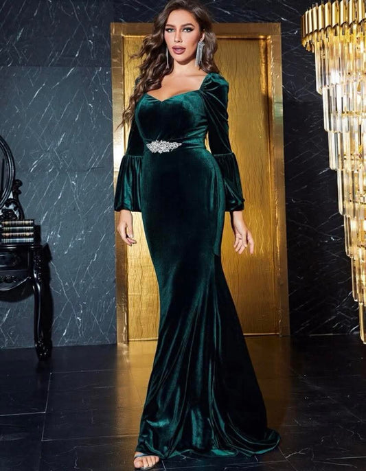 Emerald Royale Velvet Gown