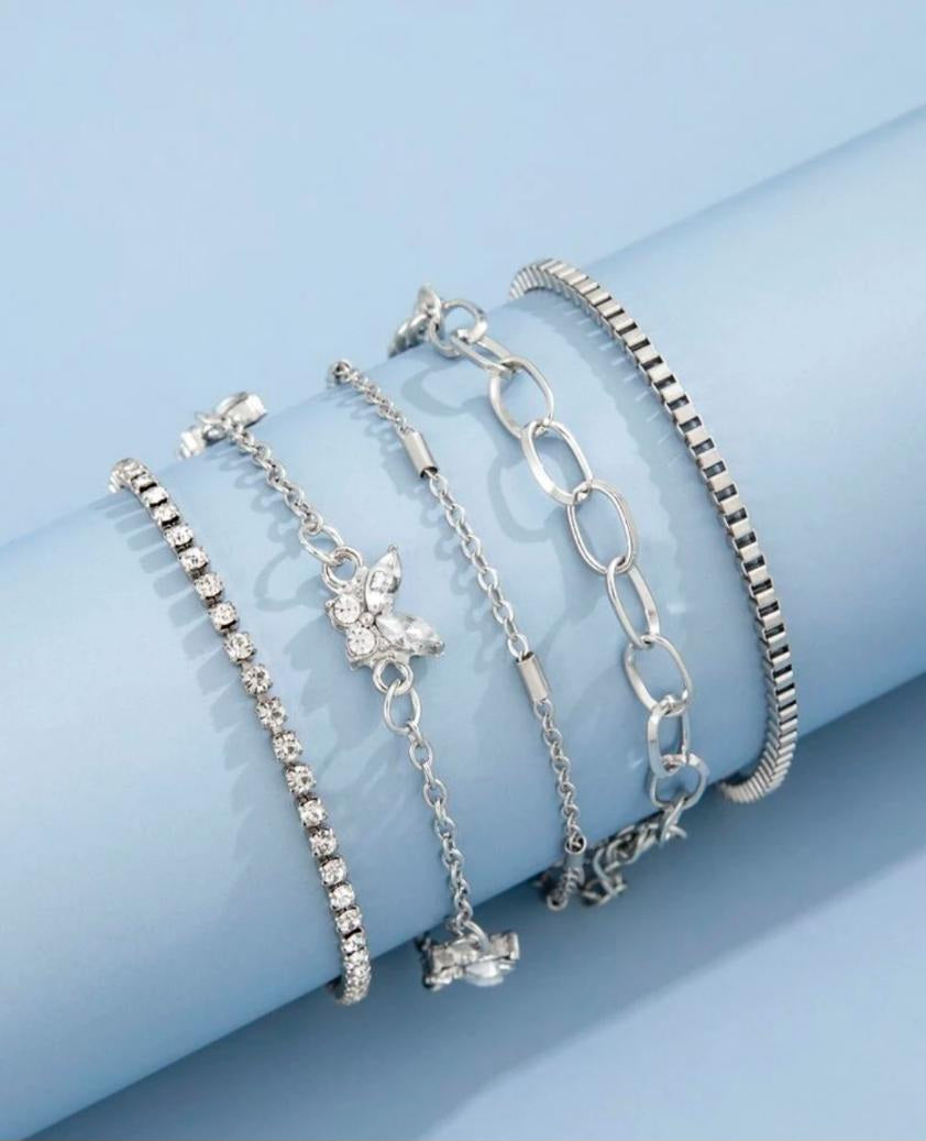 5pcs Rhinestone Decor Bracelet