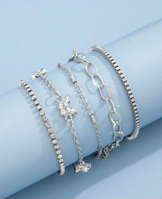 5pcs Rhinestone Decor Bracelet