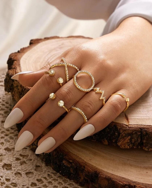 7pcs Rhinestone Decor Ring