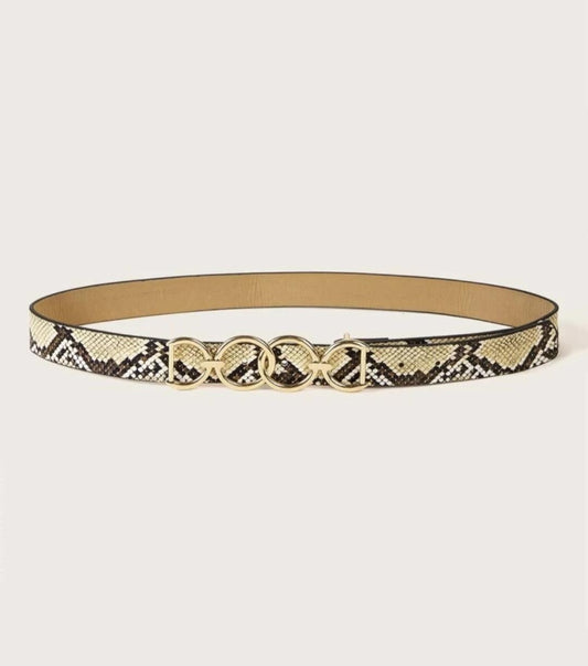 Snakeskin Pattern Metal Buckle Belt