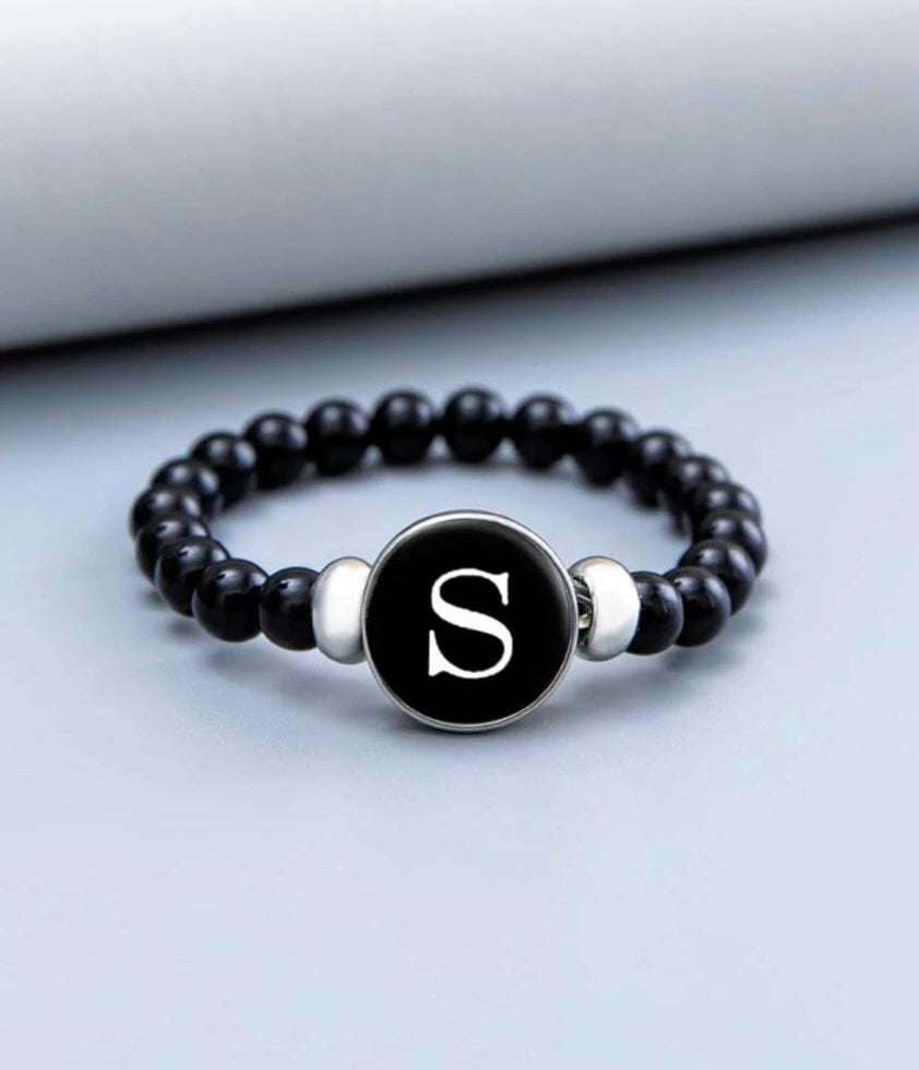 Letter S Decor Beaded Bracelet