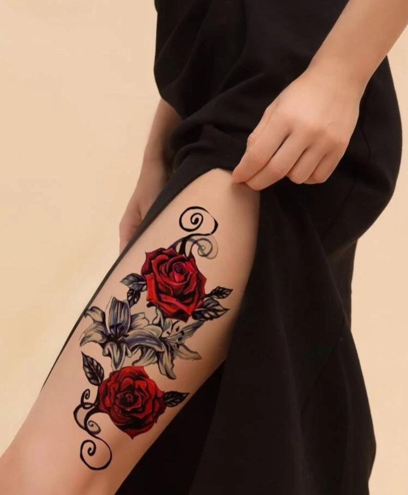 2sheets Rose Pattern Tattoo Sticker
