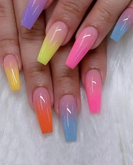 24pcs Long Coffin Fake Nail & 1pc Nail File & 1sheet Tape