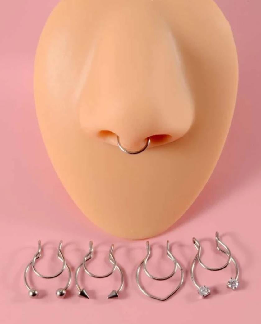 5pcs Rhinestone Detail Nose Ring