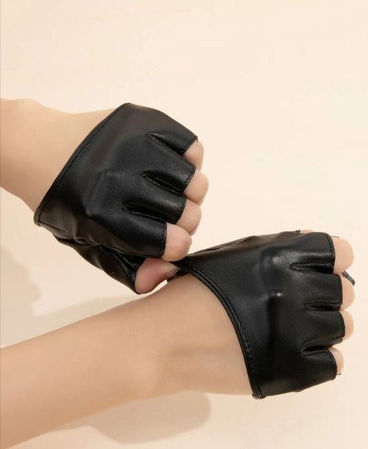 PU Leather Fingerless Gloves