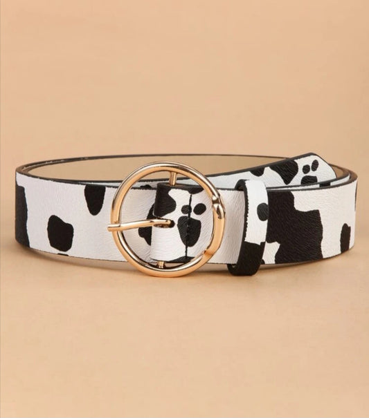 Cow Print Ring Buckle Belt