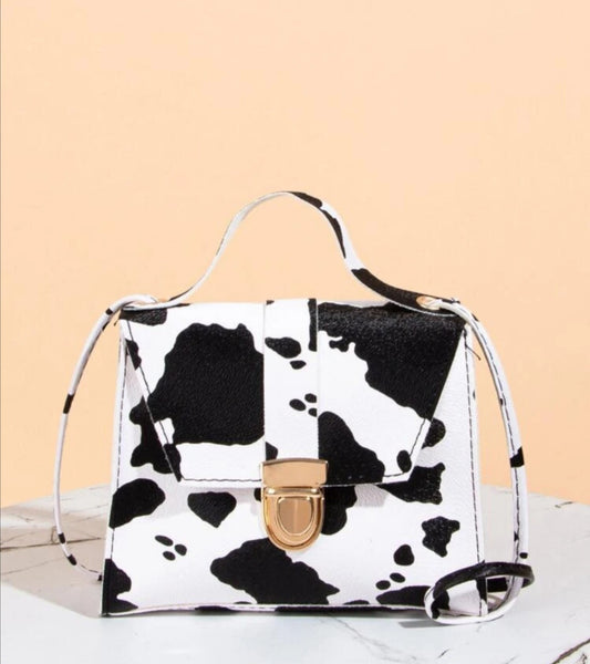 Cow Pattern Flap Square Bag