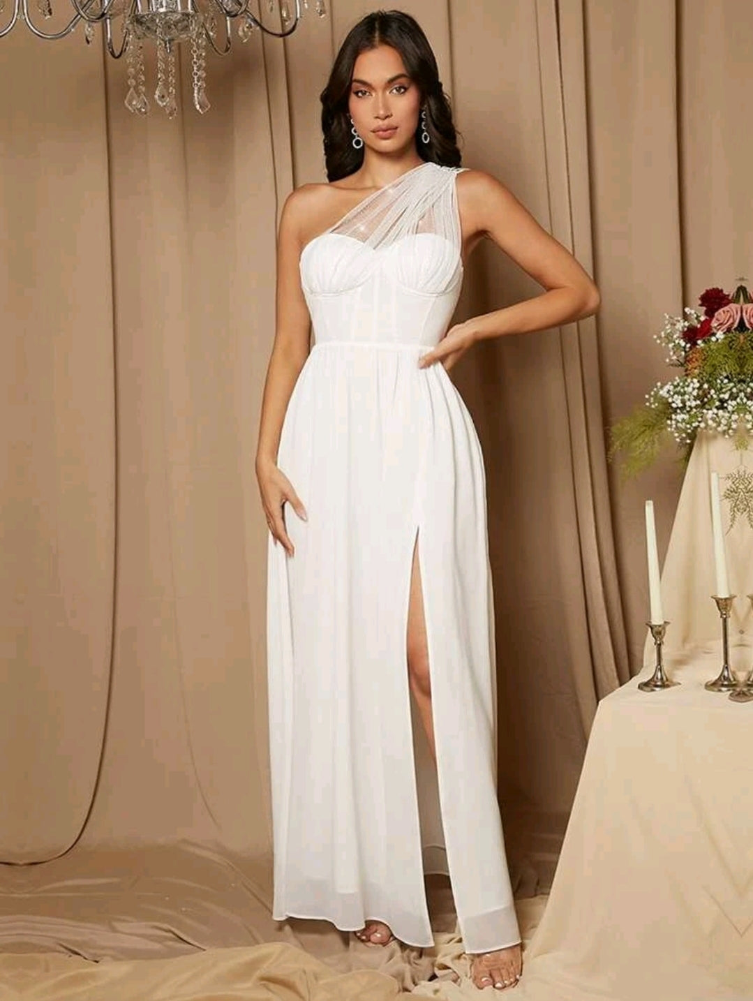 Belle One Shoulder Split Thigh Wedding Dress
