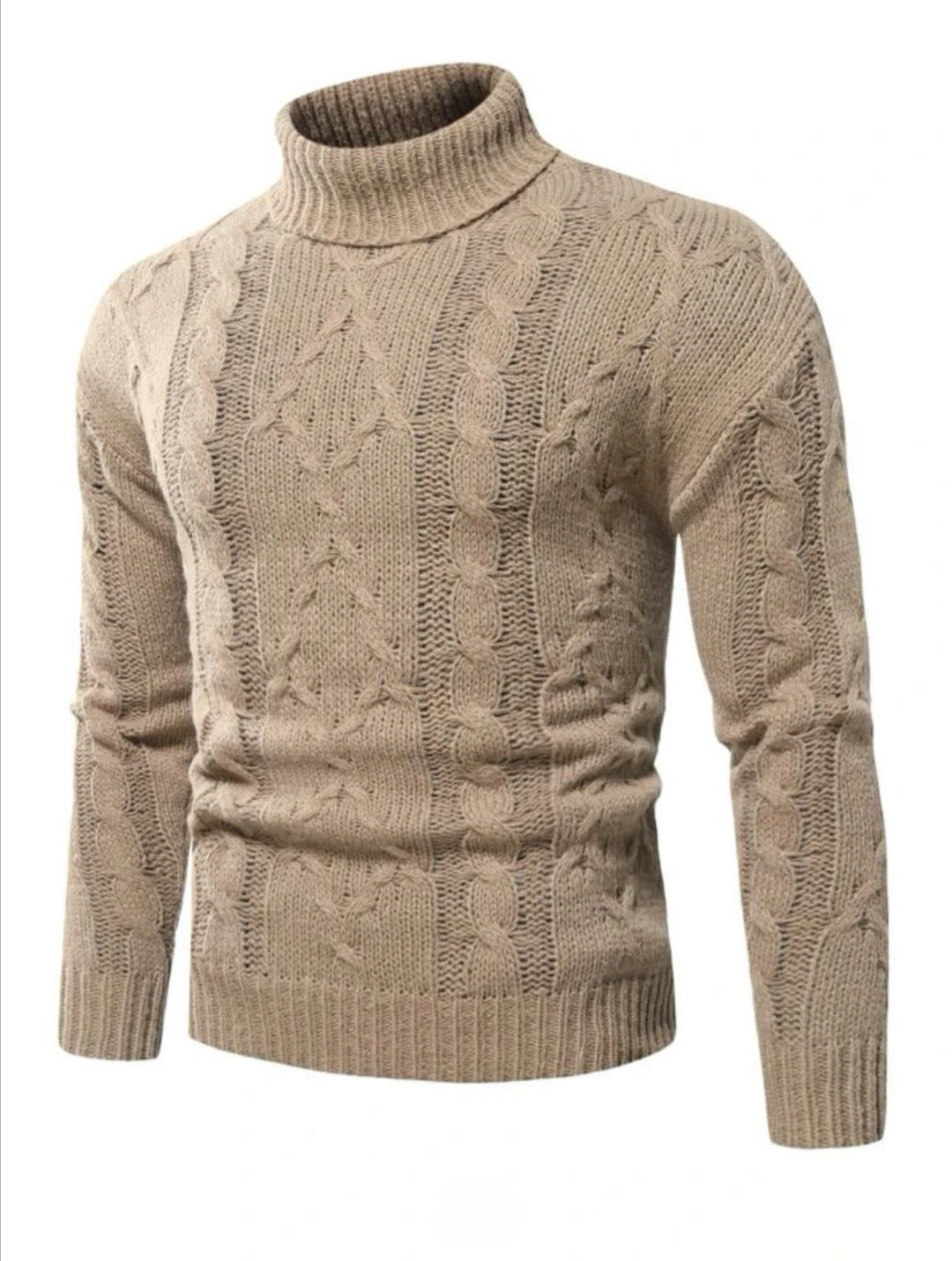 Men Cable Knit Turtleneck Sweater