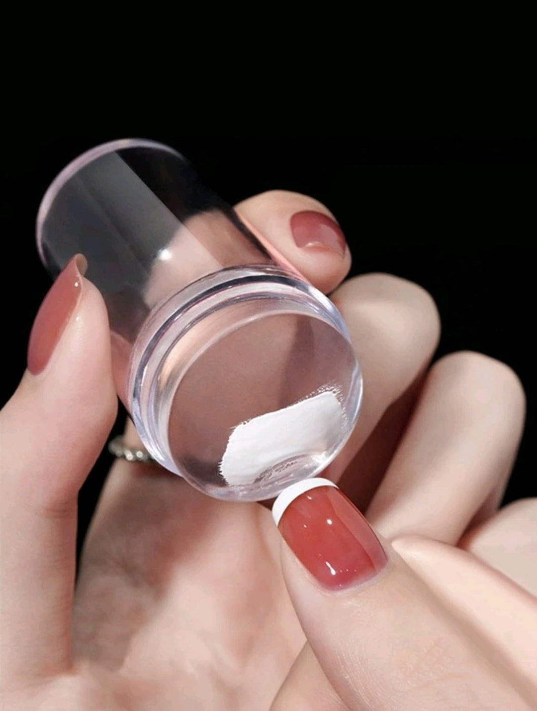 Create Perfect French Tips Instantly with Clear Silicone Nail Stamper & Scraper Set