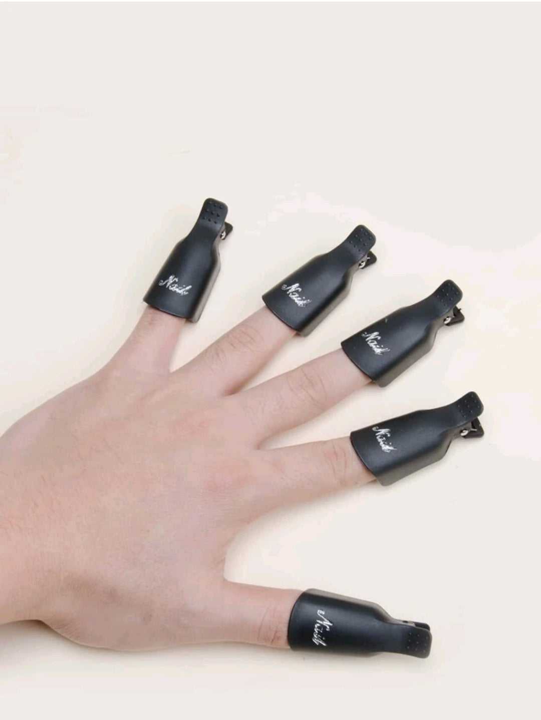 5Pcs Black Nail Polish Remover Clips Plastic Reusable Finger Nail Clips