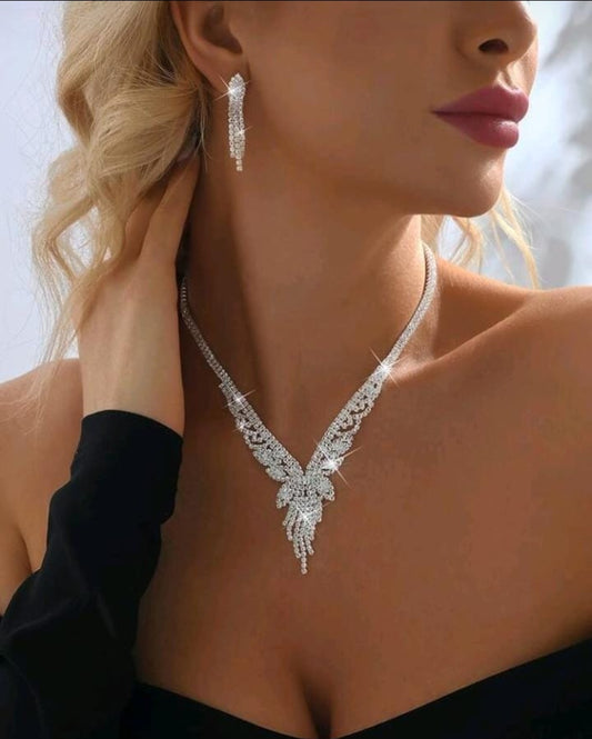 3pcs Luxury Wedding Party Women Rhinestone Decor Jewelry Fashion Sparkly