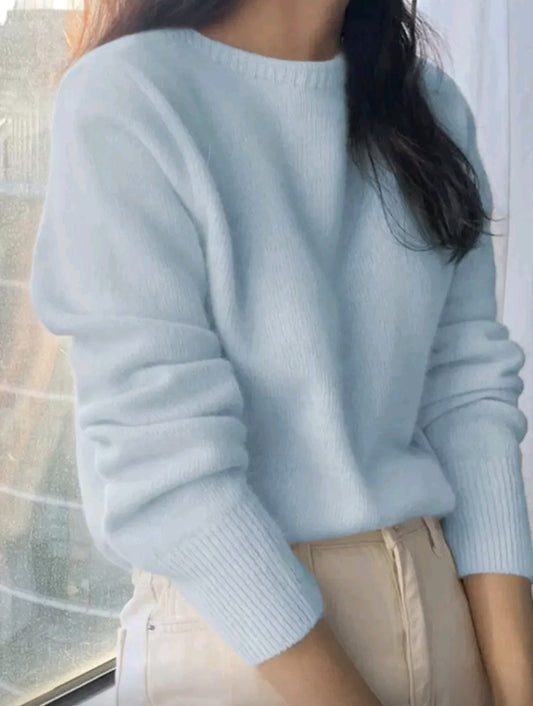 Soft Pastel Crewneck Knit Sweater