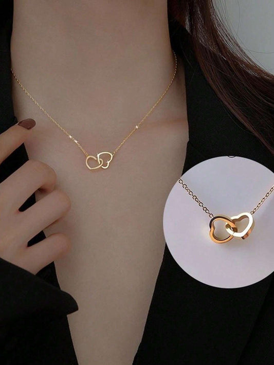 Stainless Double Heart Necklace