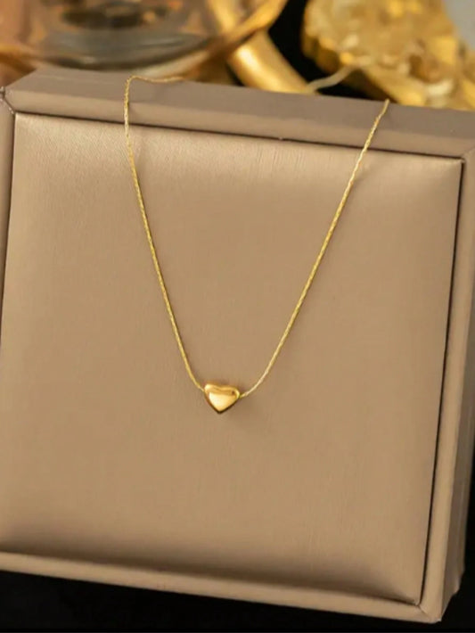 Gold Plated Stainless Steel Heart Pendant Necklace