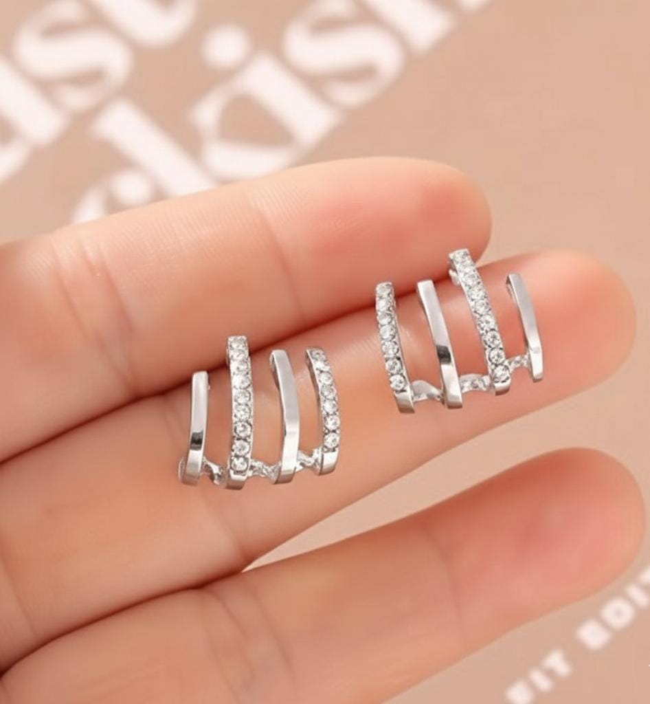 Crystal Line Ear Cuff Earrings