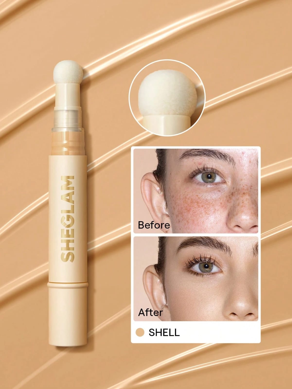 SHEGLAM Complexion Boost Concealer-Shell Sponge-Head