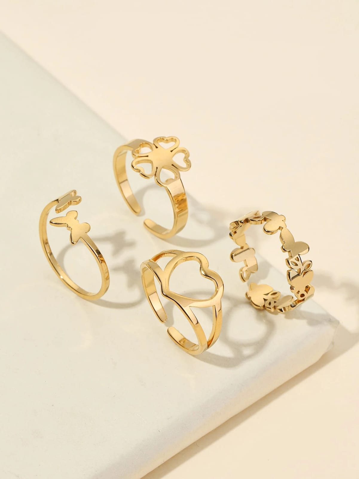 4pcs Stainless Steel Ring Set