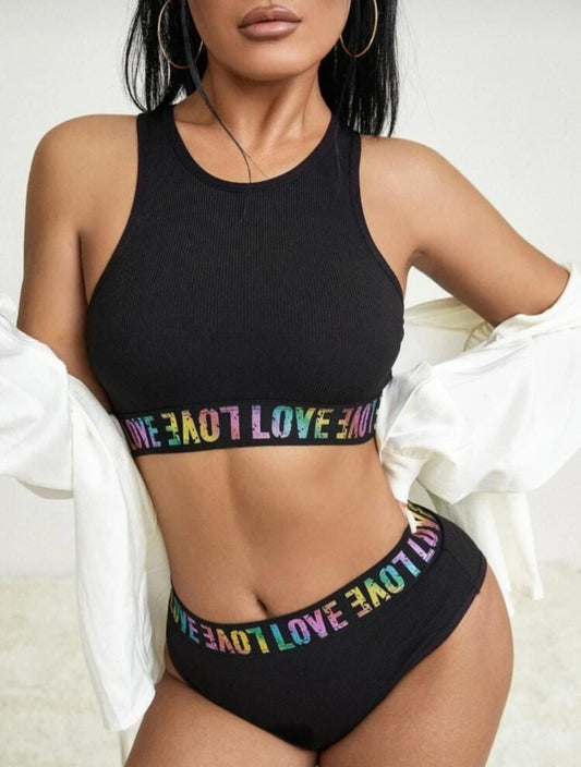 Letter Tape Lingerie Set