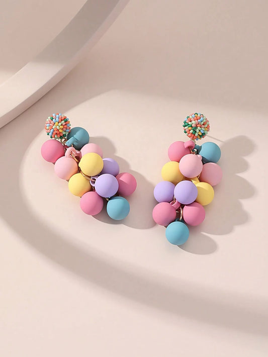 Fashionable Tassel And Ball Decorated Earrings