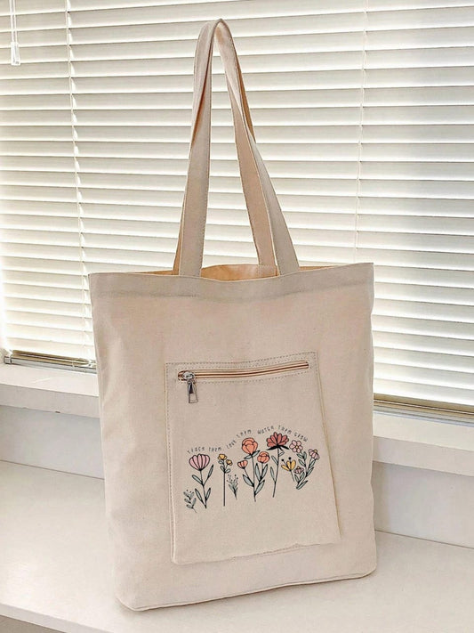 Letter Pattern Printing Large Capacity Summer Shopping Bag