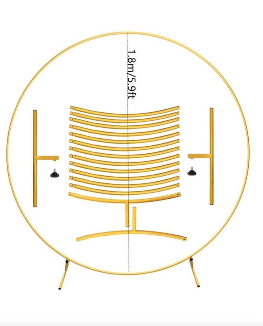 Round Balloon Arch Kit, Balloon Hoop Stands, Gold Metal Balloon Rings, Large Size Backdrop Frame, Suitable For Birthday, Wedding, Graduation Party Decoration