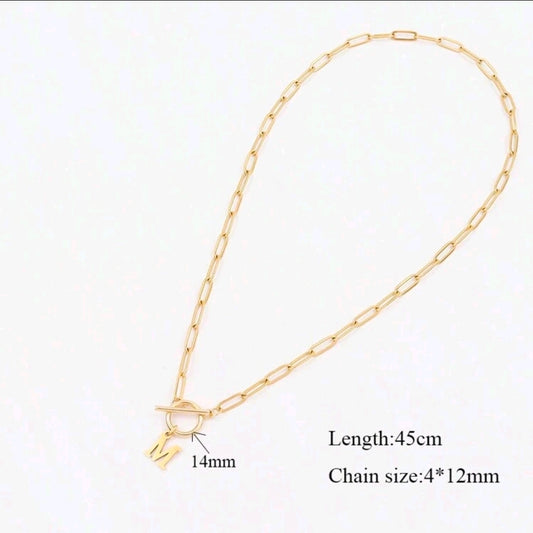 1pc Initial Pendant Stainless Steel Necklace Letter "R"