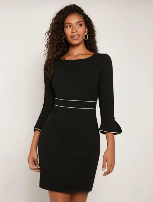 Flounce Sleeve Fitted Dress