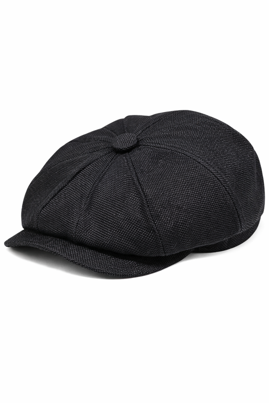 Classic Black Newsboy Cap For Men