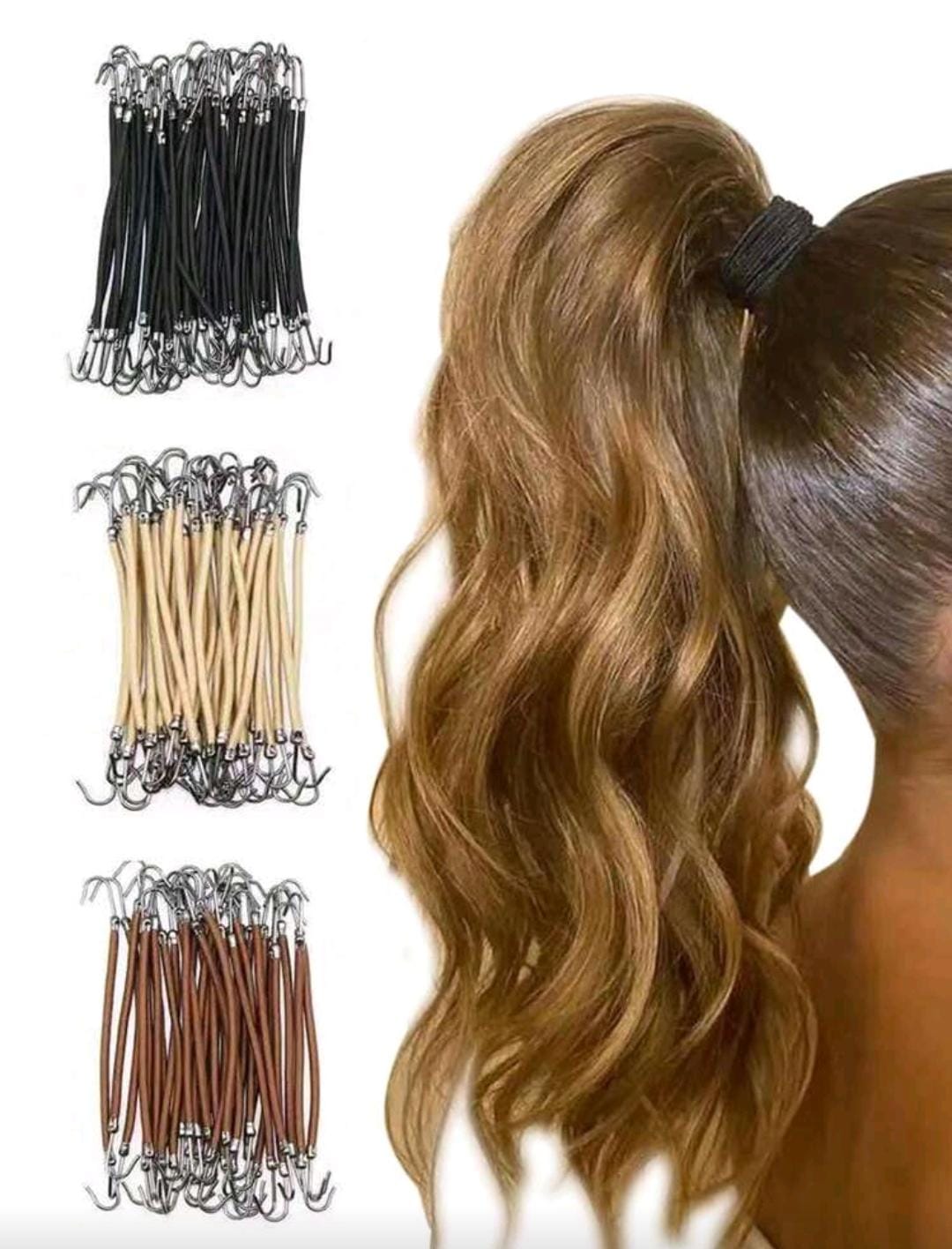 15pcs Ponytail Rubber Elastic Hook Hair Ties