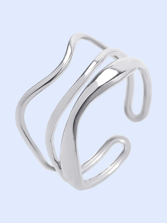 Stainless Steel Minimalist Style Wave Design Ring
