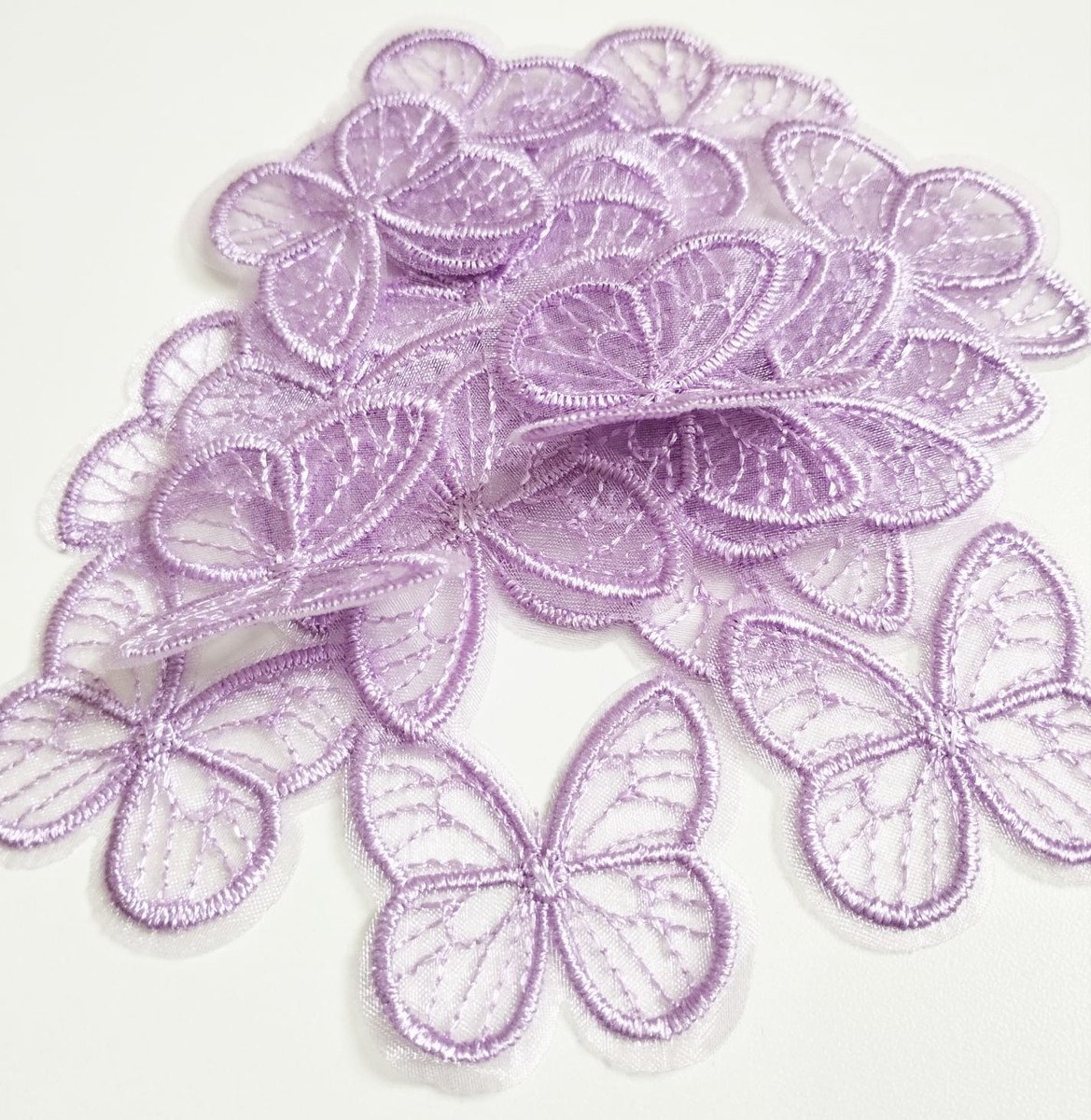 10pcs Lavender Embroidered Butterfly Patches