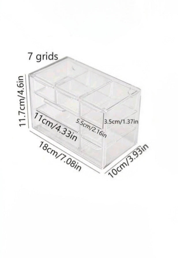 7 Grids Plastic Transparent Desktop Drawer Storage Box