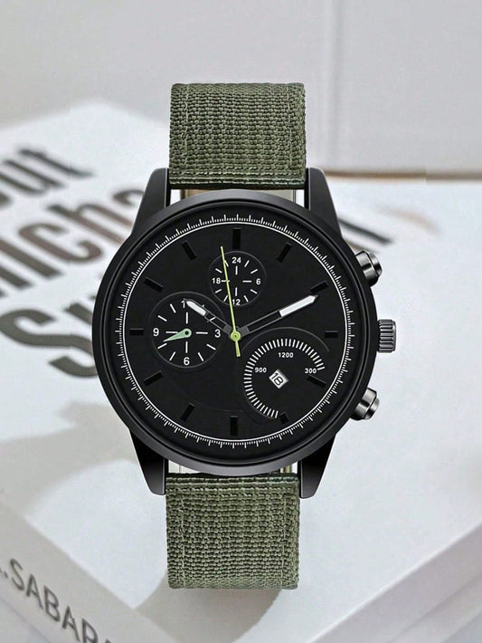 Men's Strap Night Light Quartz Watch With Calendar