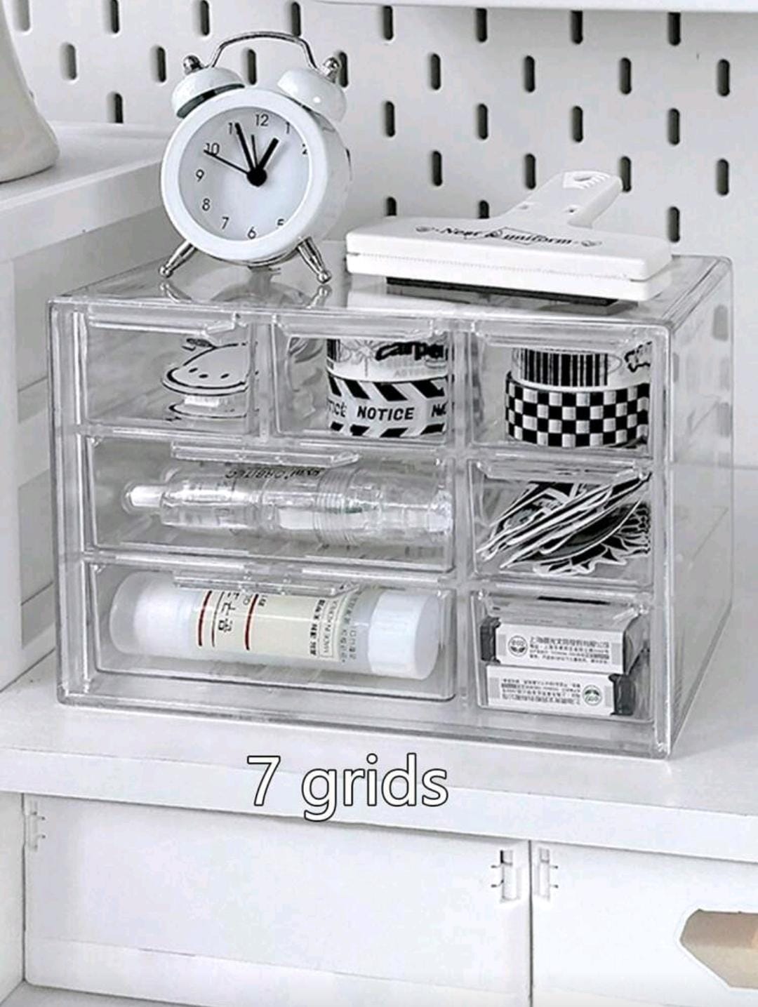 7 Grids Plastic Transparent Desktop Drawer Storage Box