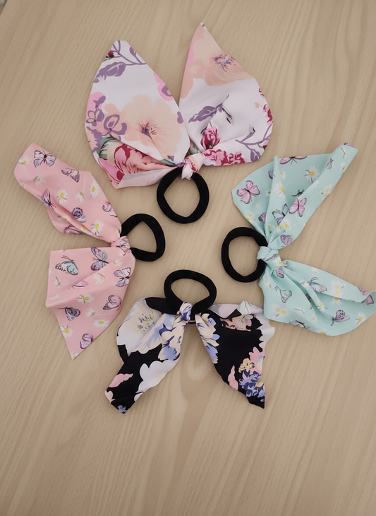 Floral Bow Hair Ties Set